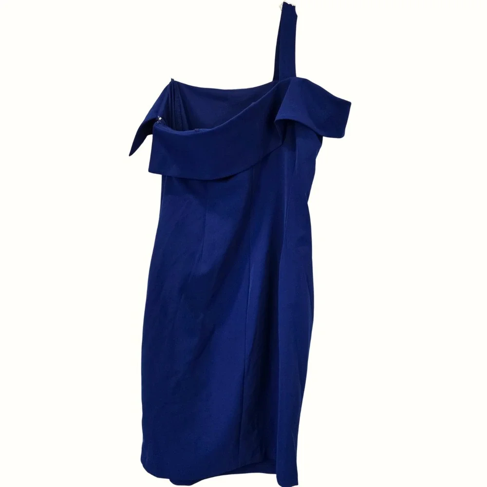 Marina One-Shoulder‎ Evening Dress Cobalt Blue Size 12 NWT Evening Dress Elegant - Picture 3 of 6